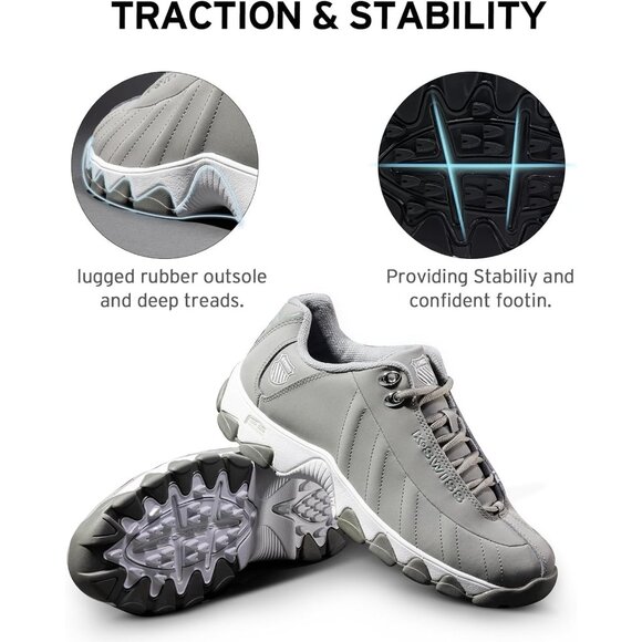 K-swiss Men's Gray/silver Wide Tennis Dad Walking Leather Upper Sneaker Shoes - Picture 5 of 8